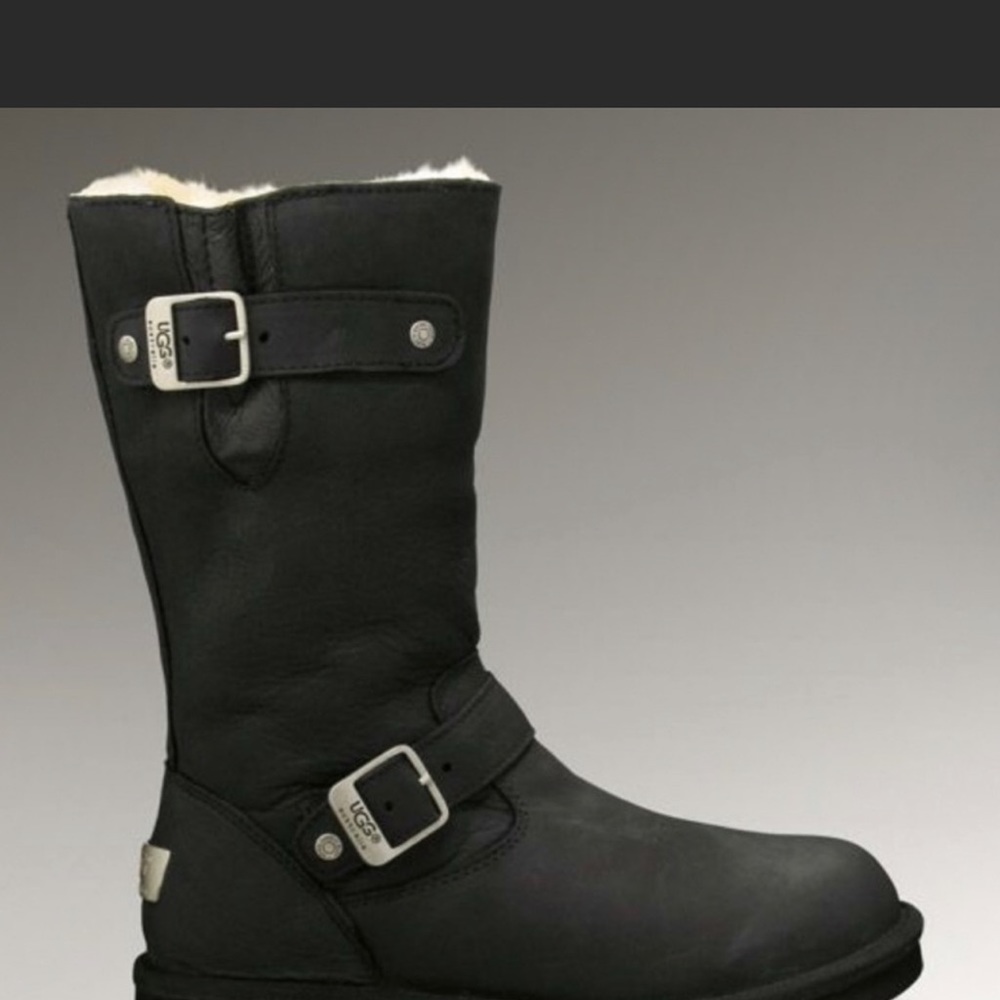 UGG Australia Kensington Black Biker Boots